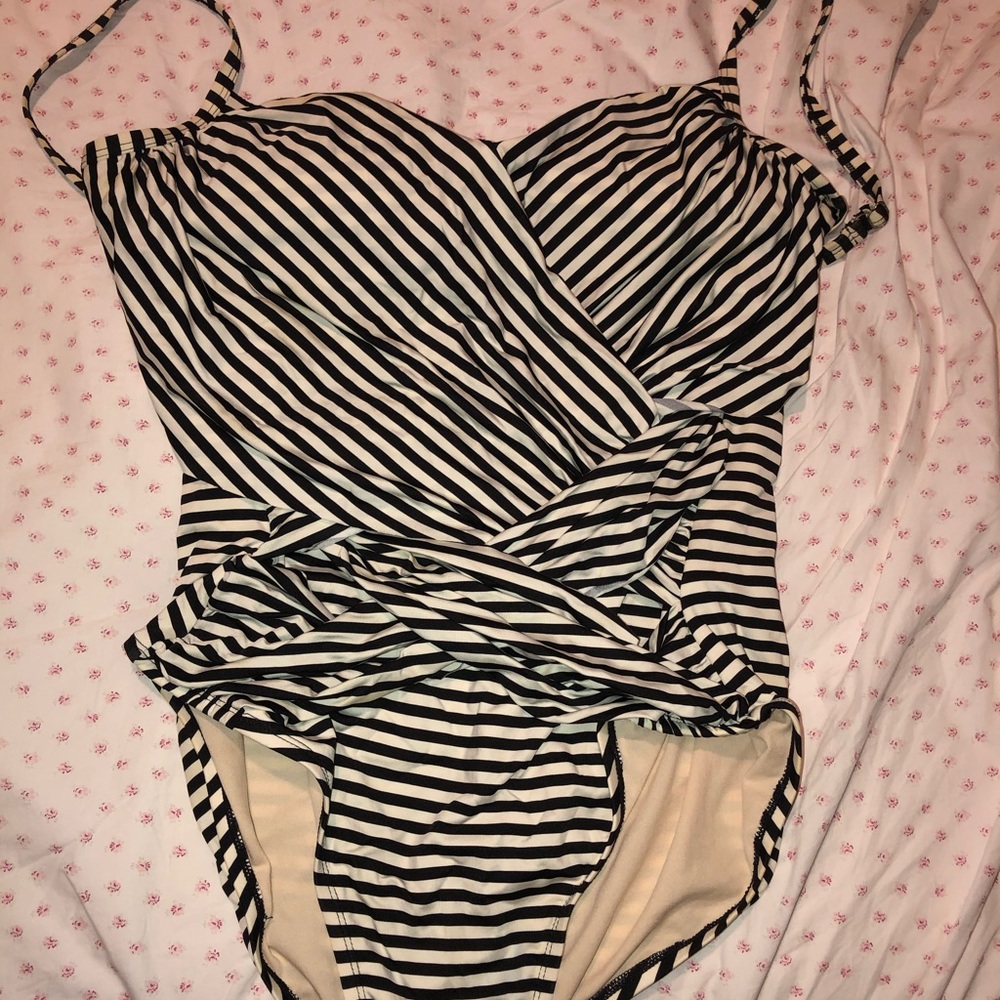 Merona XL striped ruched one piece swimsuit